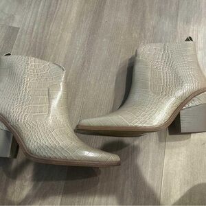 Croc-Embossed Ankle Boots